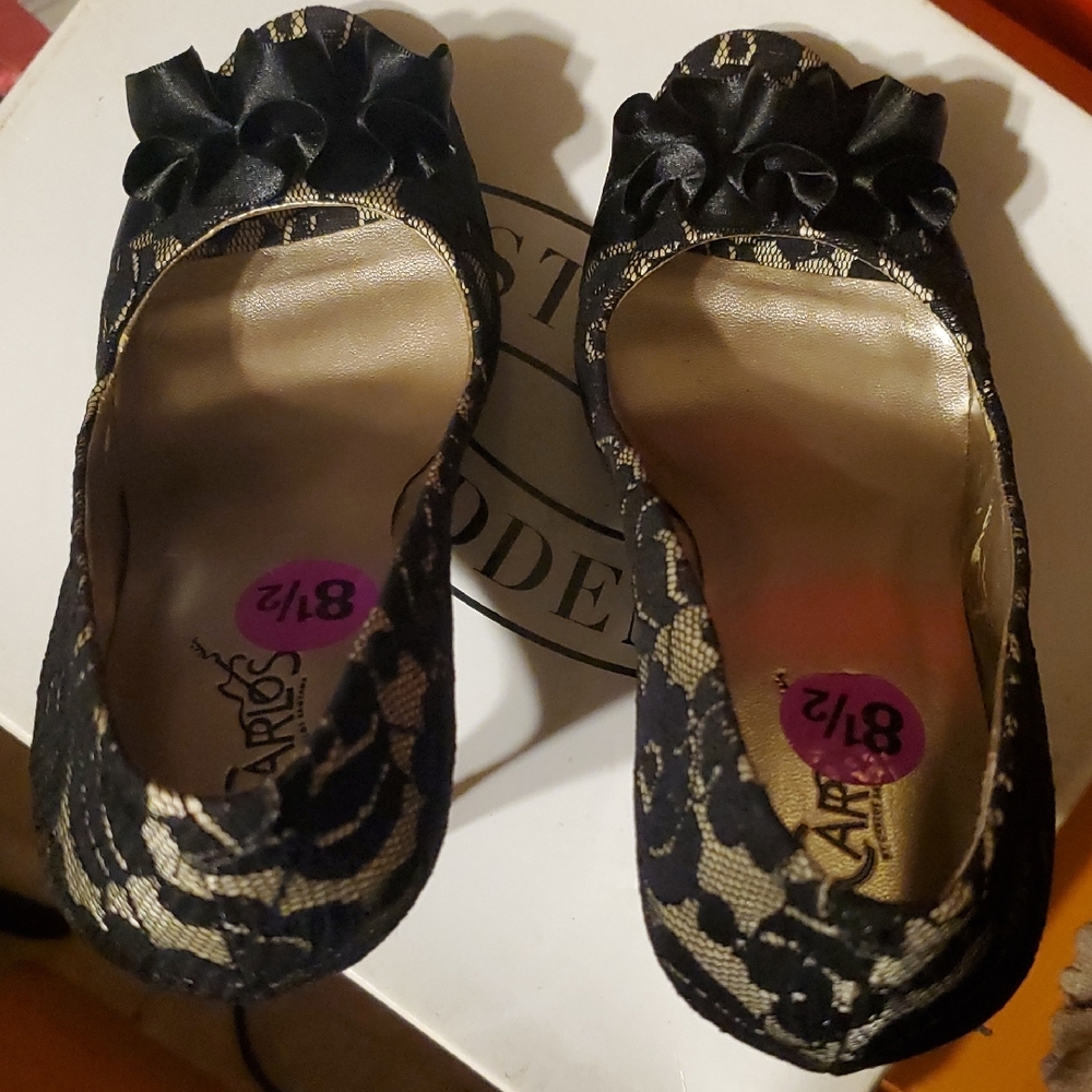 Elegant Black Lace Women's Heels - Picture 8 of 9